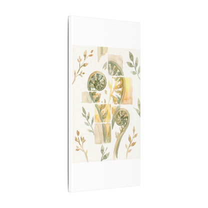 Earthy Fern Unfurling Canvas Art - Watercolor Japandi