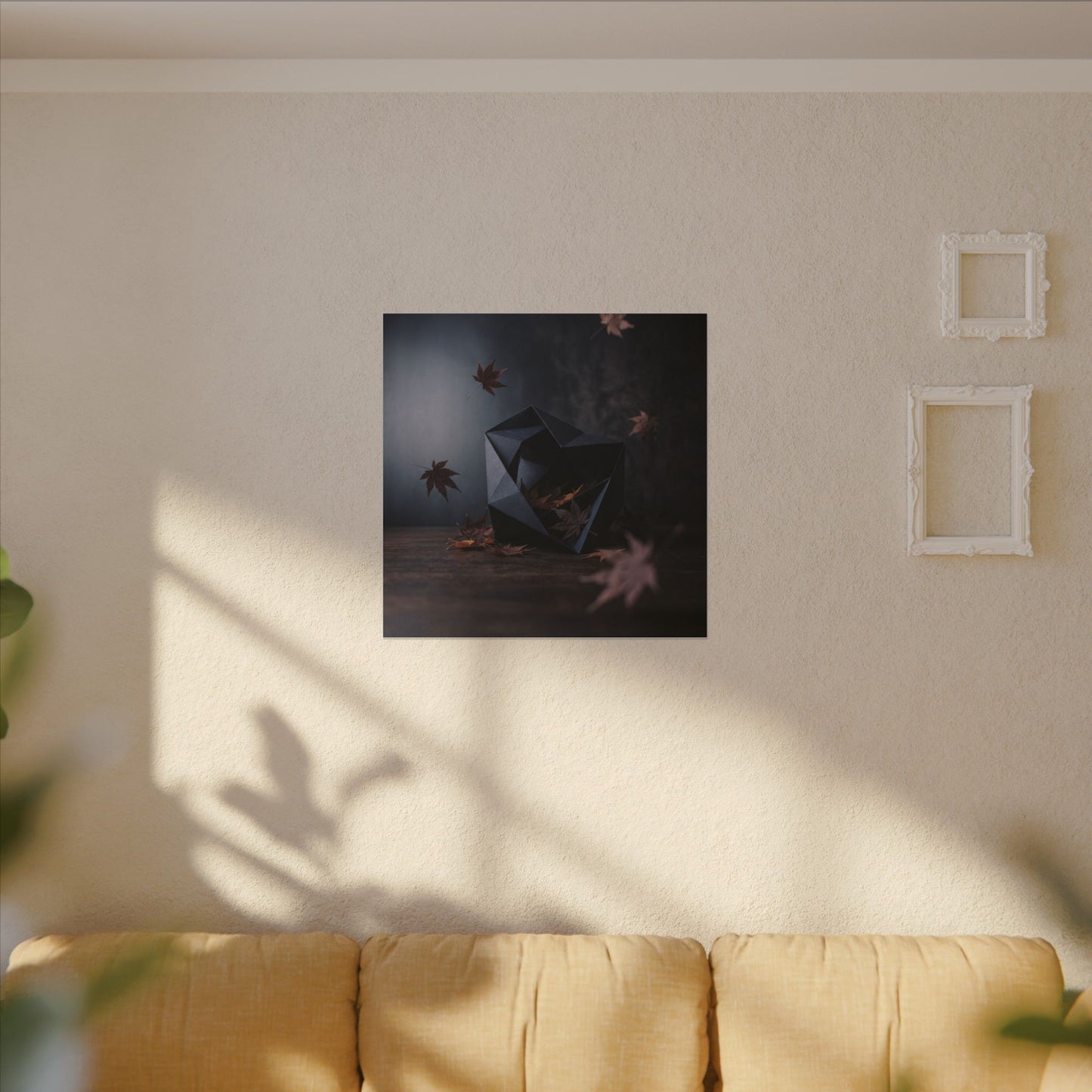 Dark Japandi Paper Fold in Dawn | Shadow Zen Canvas Art