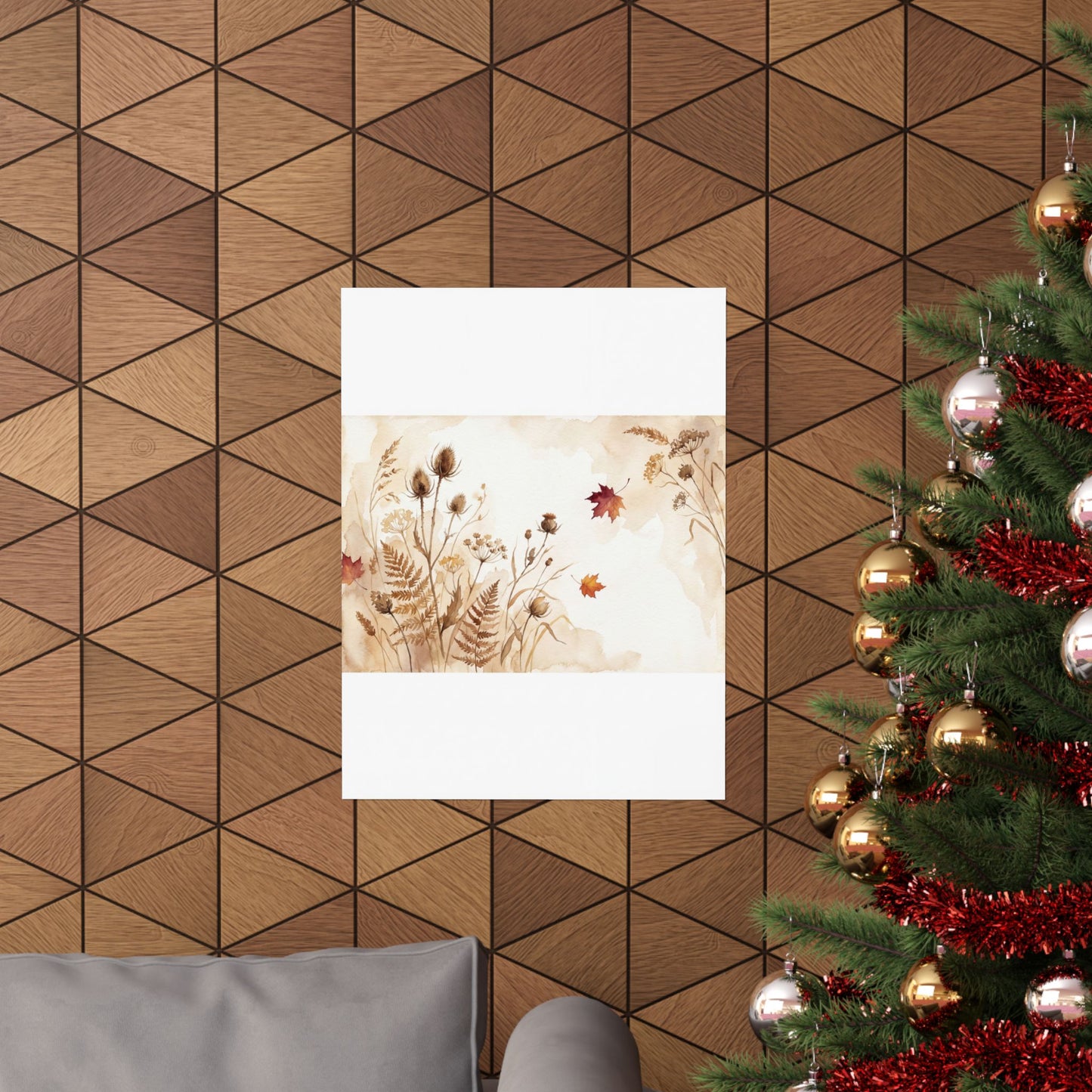 Dried Flowers Wall Art Print | Autumn Japandi Watercolor Art