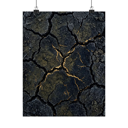 Cracked Earth Winter Wall Art Print | Dark Japandi Moody Design Art Print