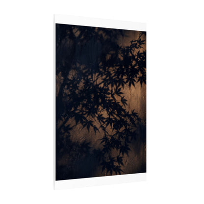 Shadow Play Autumn Canvas Art | Dark Japandi Atmospheric Design