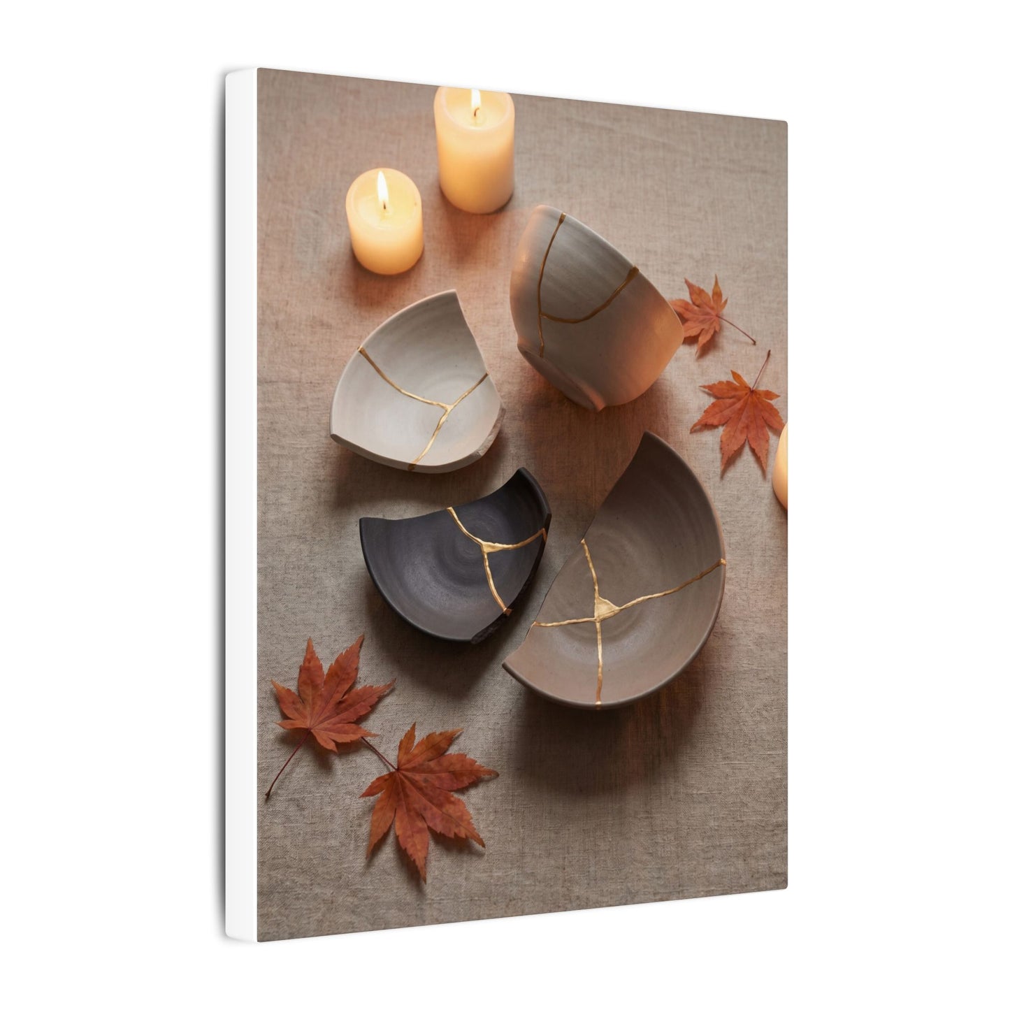 Candlelight Broken Pottery Canvas Art - Japandi Ma