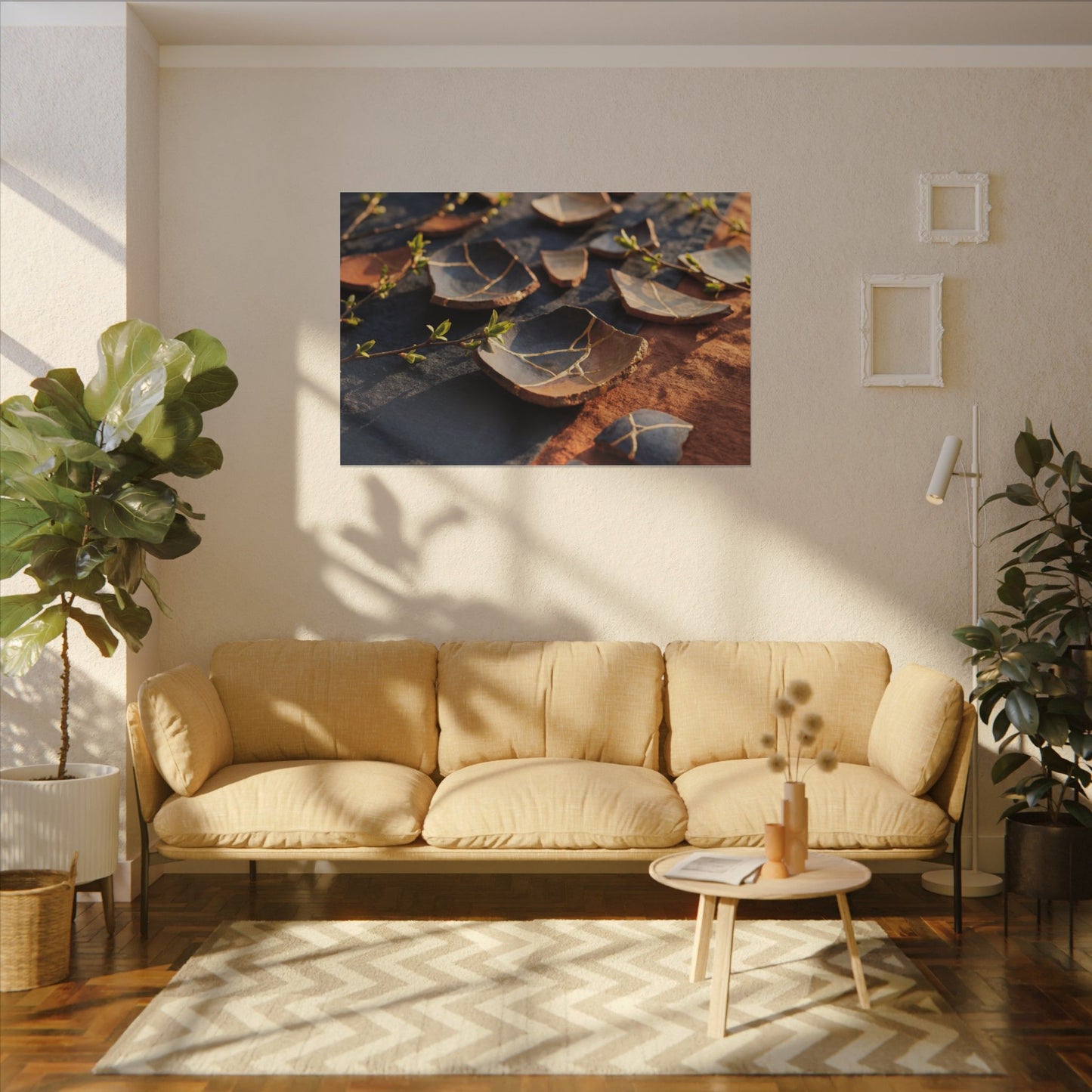 Spring Broken Pottery Gold Vein Canvas Art | Philosophical Decor