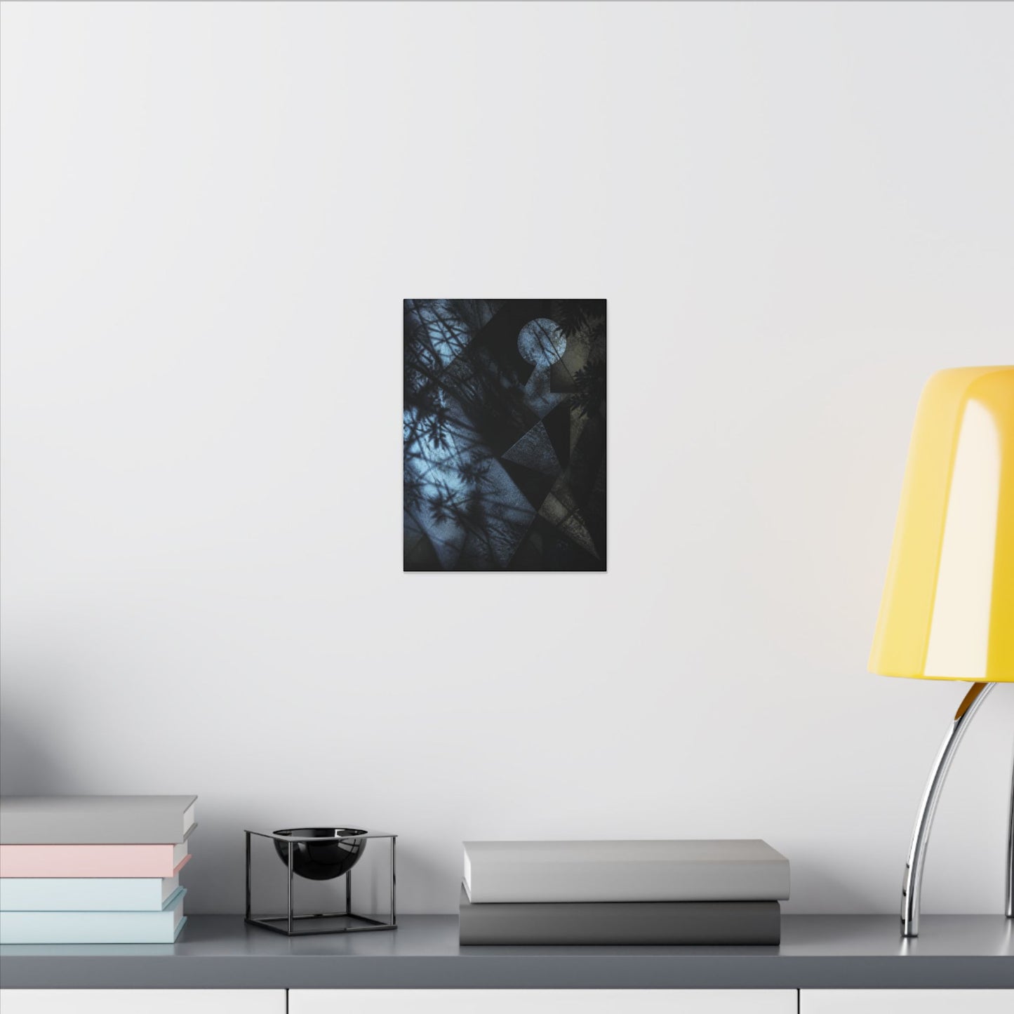 Shadow Play Winter Canvas Art | Dark Japandi Luxurious Design