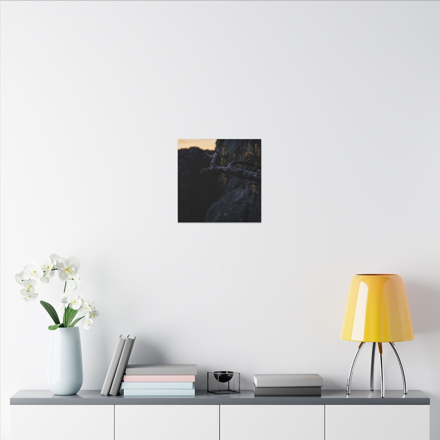 Pine Tree Moody Minimal Canvas Art | Sophisticated Dark Japandi Art