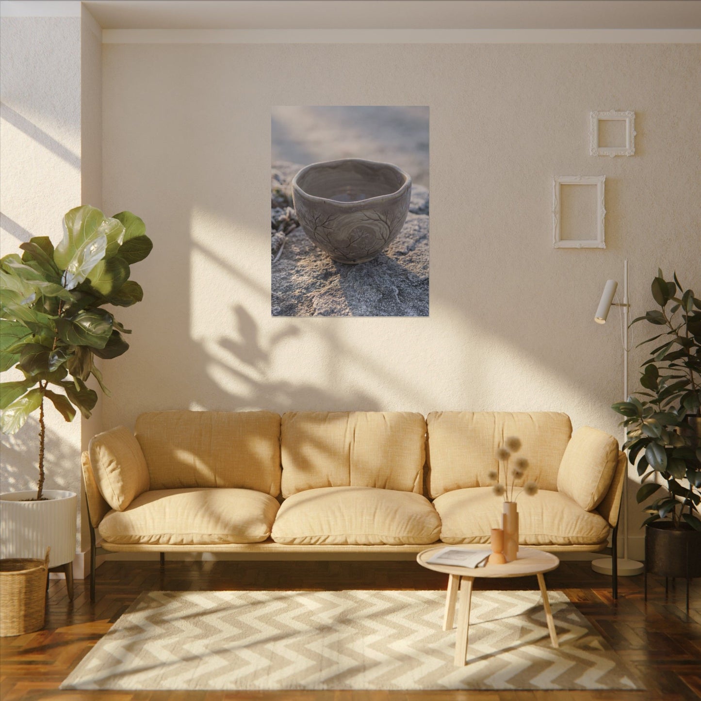 Seijaku Ceramic Bowl Canvas Art - Japandi Japanese Pattern