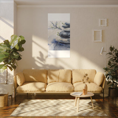 River Stones Watercolor Canvas Art | Cozy Japandi Art