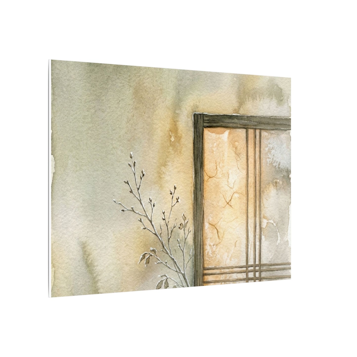 Ma Shoji Screen Canvas Art - Japandi Watercolor