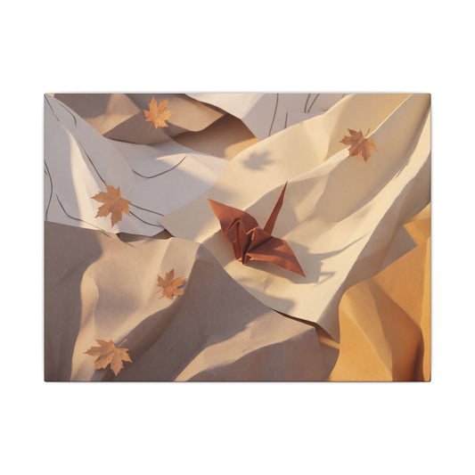 Autumn Paper Fold Minimal Line Canvas Art | Cozy Decor Art Print