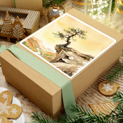 Pine Tree Watercolor Sticker | Warm Japandi Art Art Print