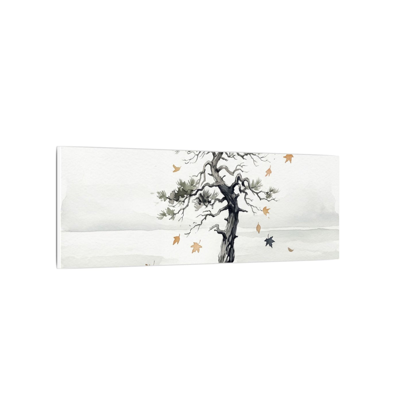 Japandi Pine Tree in Overcast | Watercolor Canvas Art