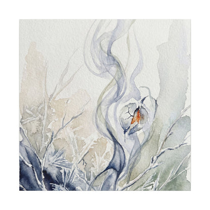 Earthy Incense Smoke Canvas Art - Watercolor Japandi