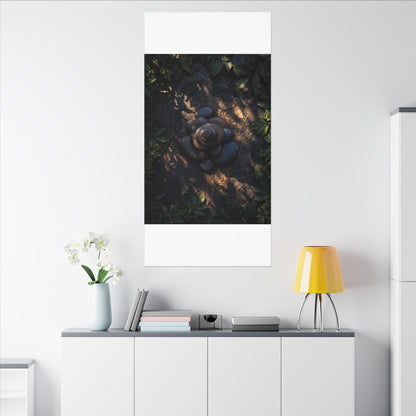 Ma River Stones Canvas Art - Dark Japandi Dark Texture
