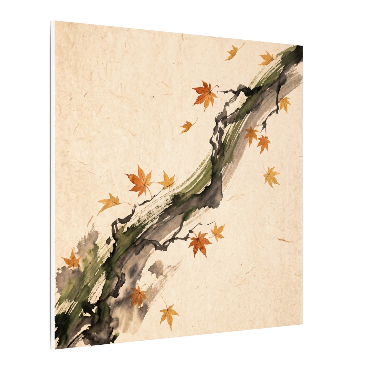 Ink Brushstroke Autumn Canvas Art | Zen Calm Design