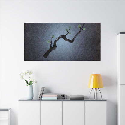 Ink Brushstroke Canvas Art | Spring Dark Japandi Moody Minimal Art