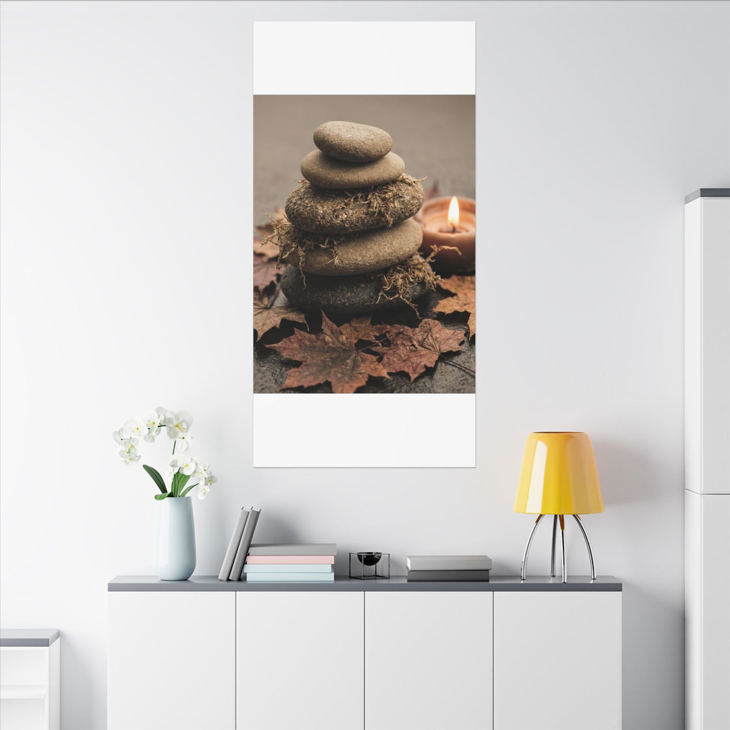 River Stones Canvas Art | Autumn Japandi Texture Art