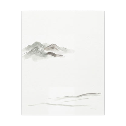 Winter Mountain Mist Minimal Line Canvas Art | Elegant Decor