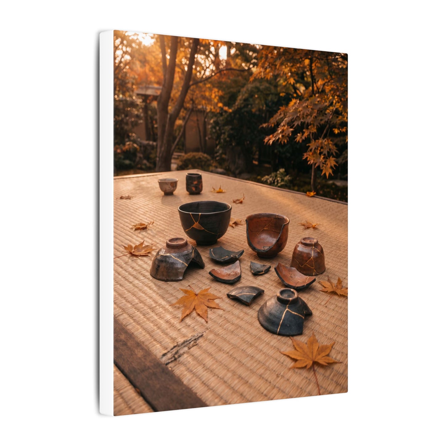Golden Hour Tea Ceremony Canvas Art - Kintsugi Shibui
