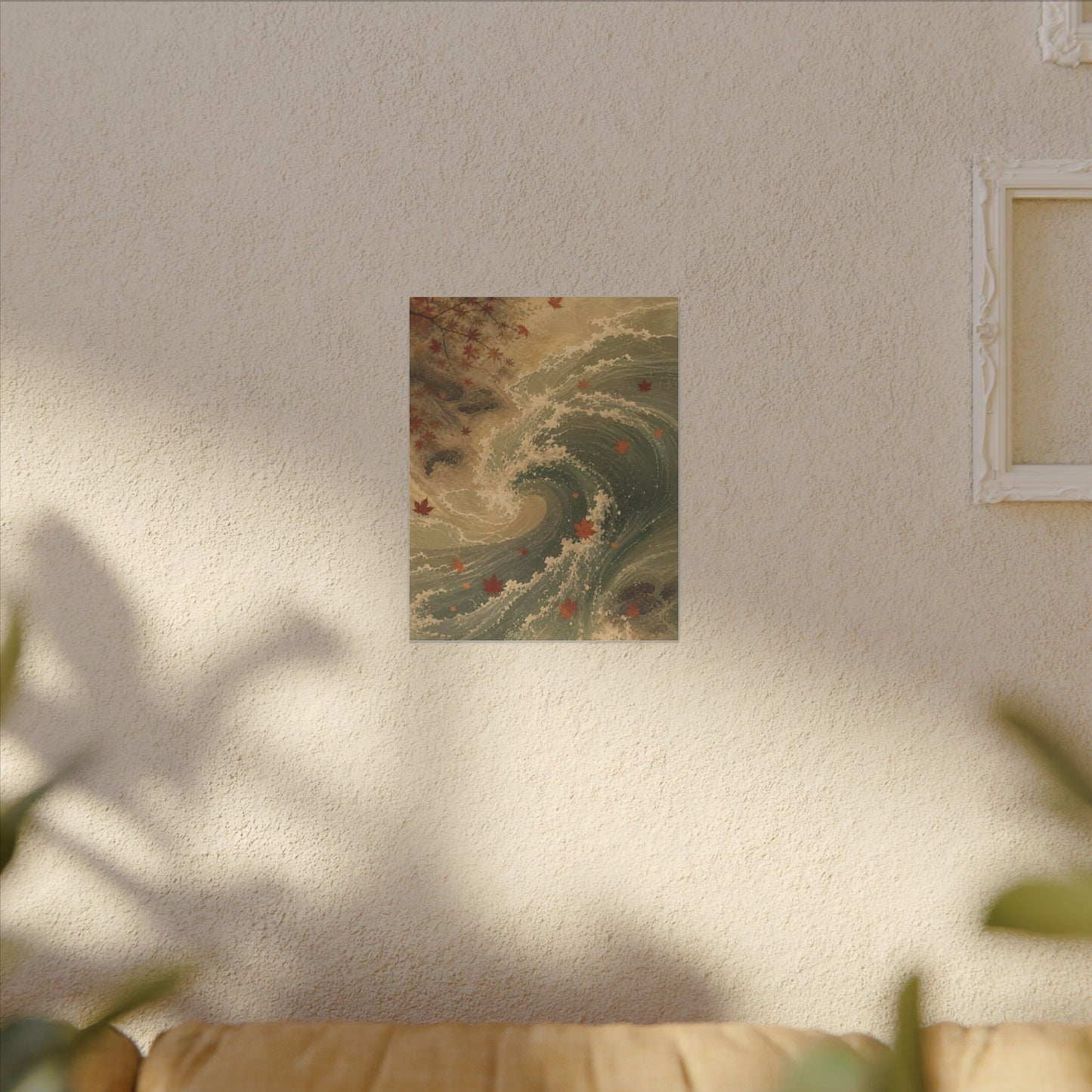 Japandi Ocean Wave in Candlelight | Japanese Pattern Canvas Art