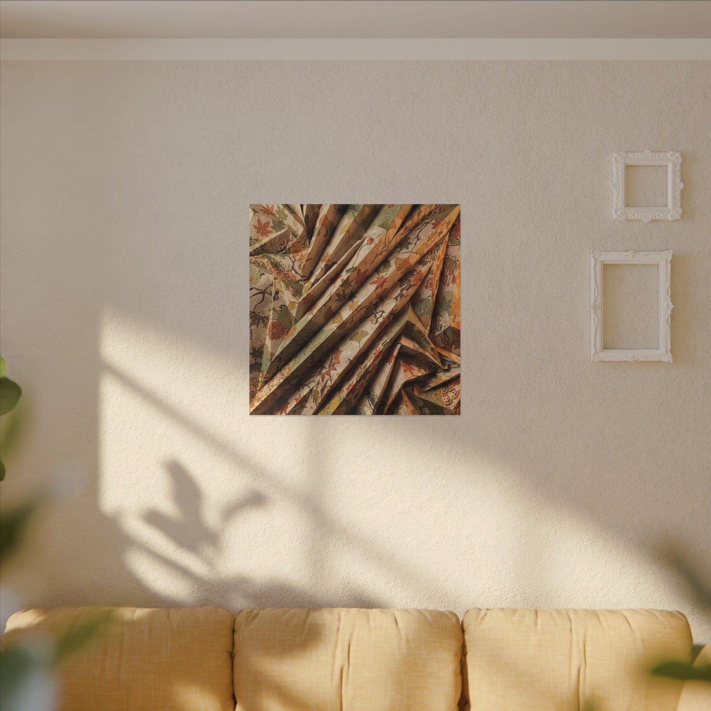Paper Fold Autumn Canvas Art | Japandi Earthy Design