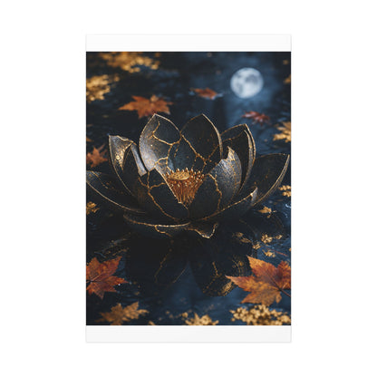 Moonlight Lotus Flower Canvas Art - Kintsugi Fukinsei