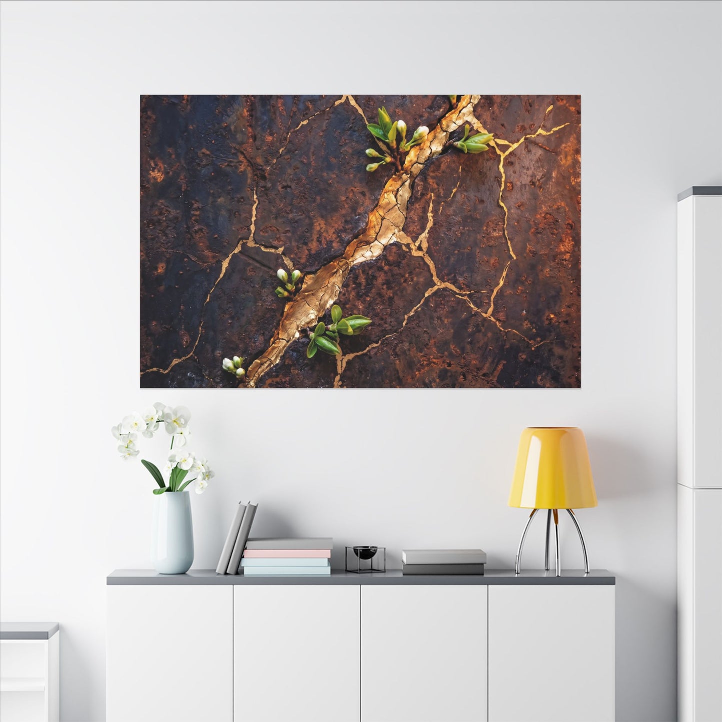 Rust Patina Spring Canvas Art | Kintsugi Resilient Design