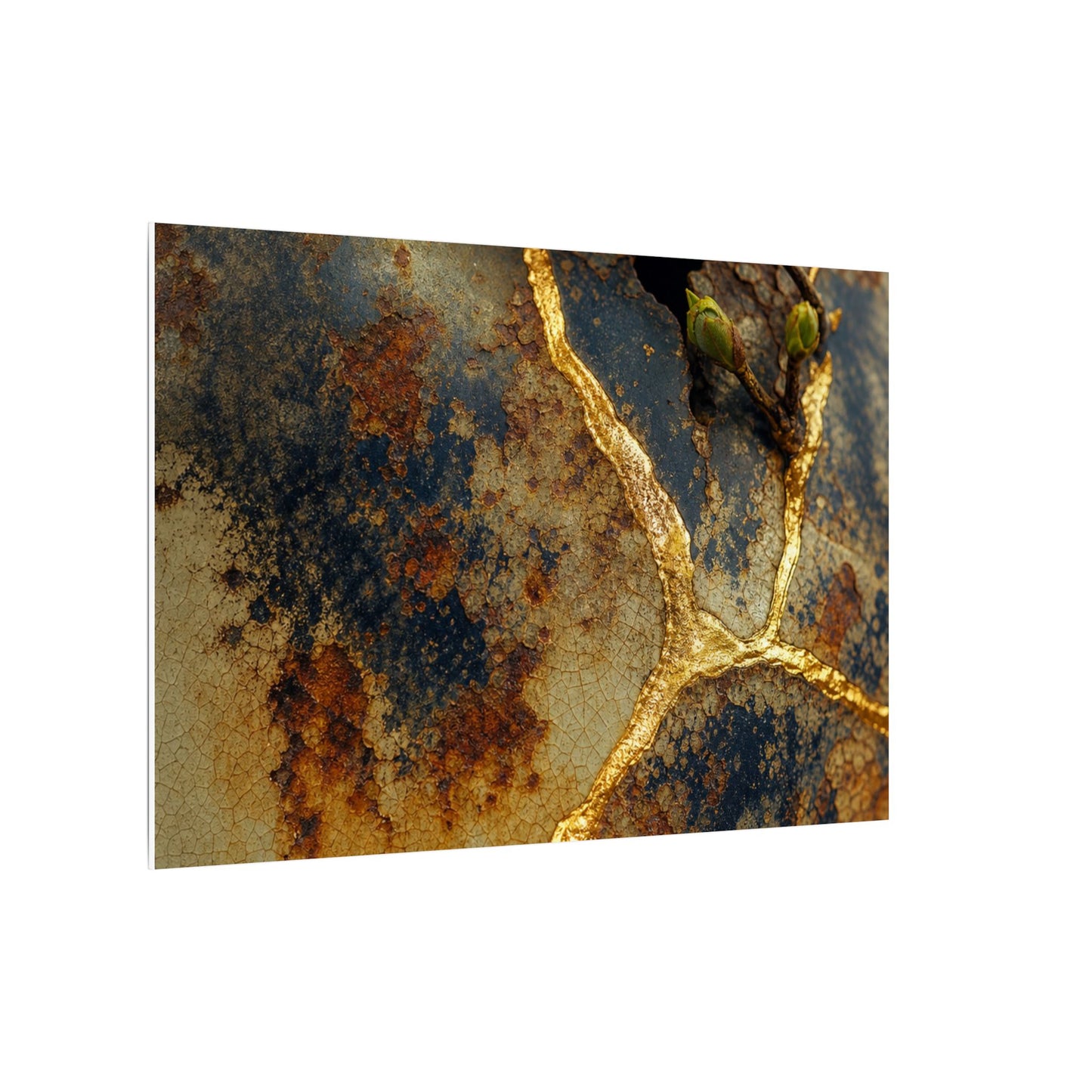 Datsuzoku Rust Patina Canvas Art - Kintsugi Crackle Gold