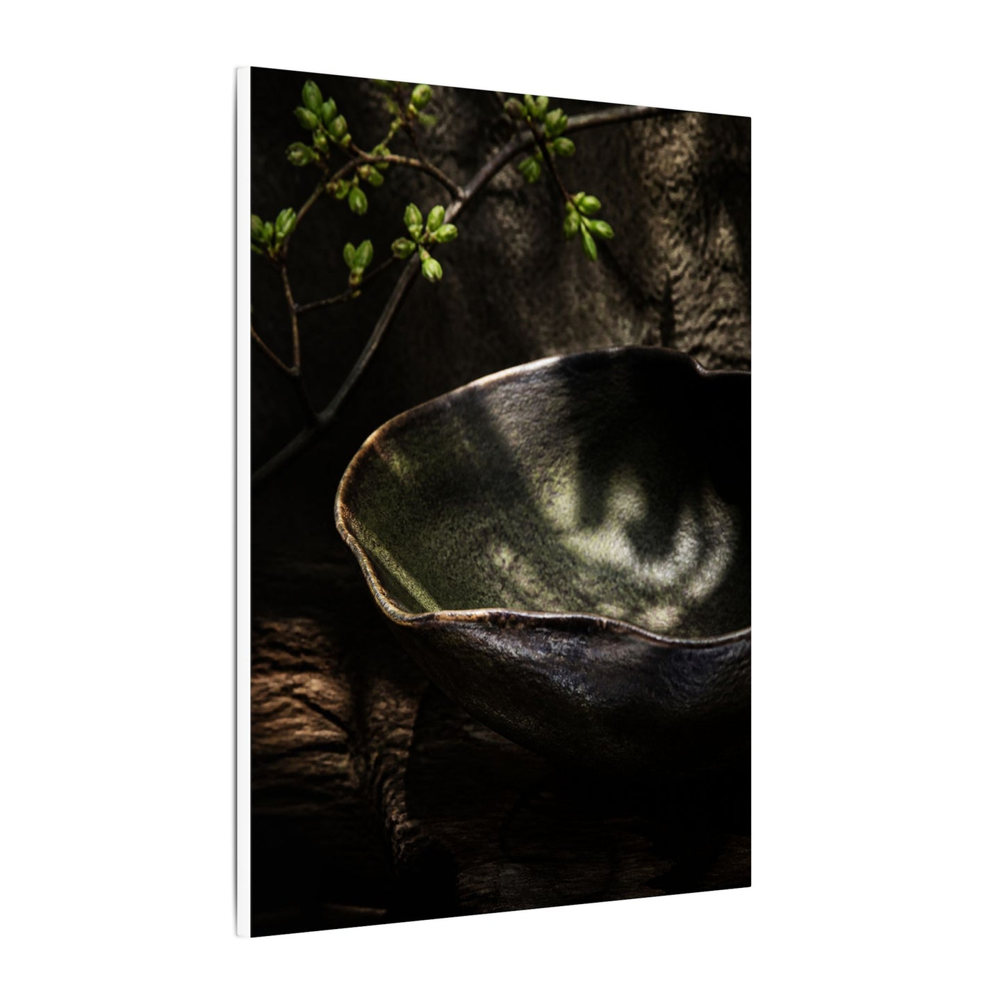 Sophisticated Ceramic Bowl Canvas Art - Dark Texture Dark Japandi