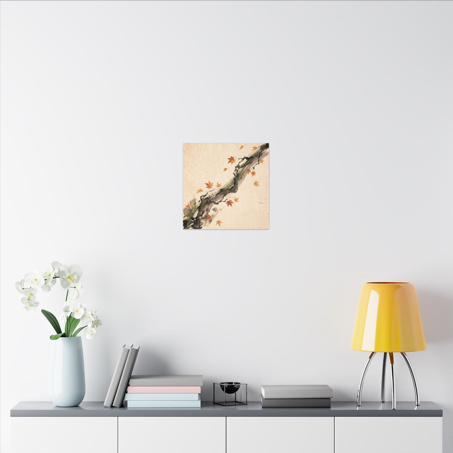 Ink Brushstroke Autumn Canvas Art | Zen Calm Design