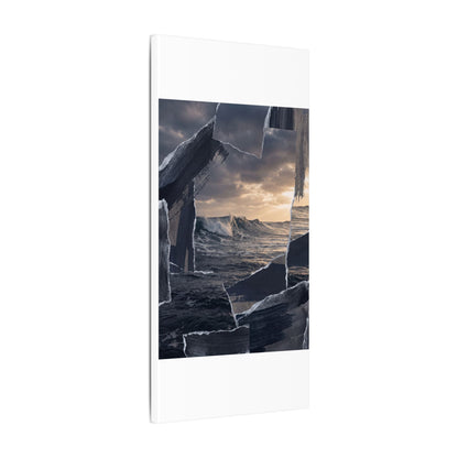 Fukinsei Ocean Wave Canvas Art - Dark Japandi Shadow Zen