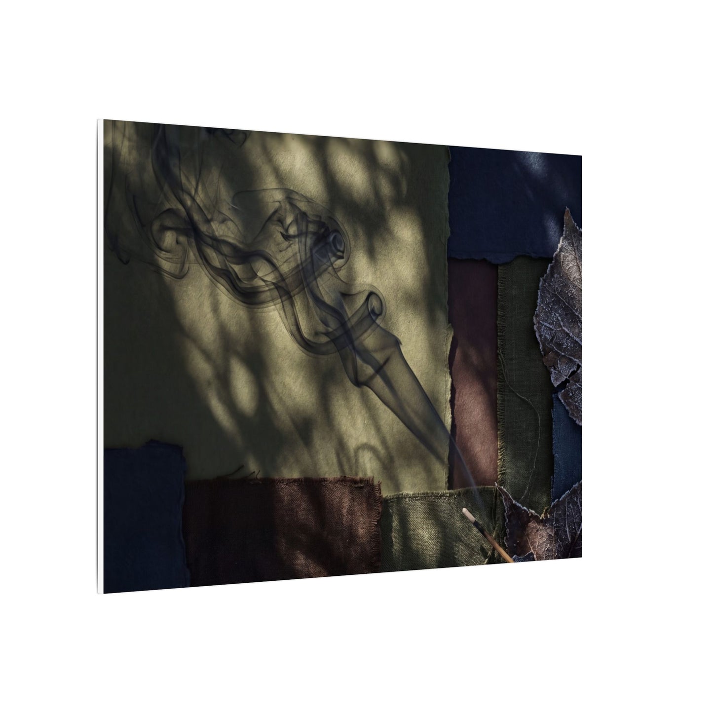 Ma Incense Smoke Canvas Art - Dark Japandi Dark Texture
