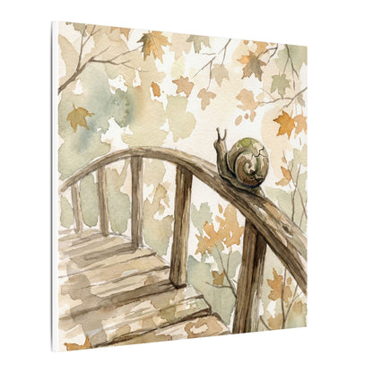 Wooden Bridge Canvas Art | Autumn Japandi Watercolor Art