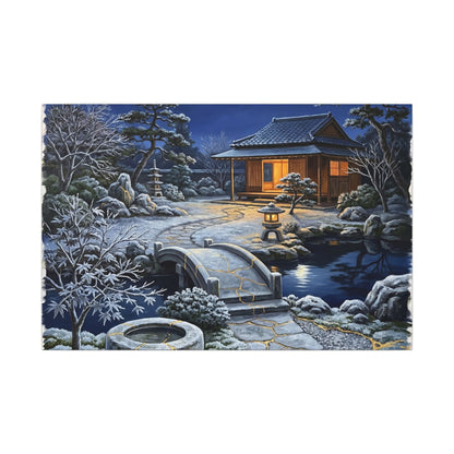 Moonlit Garden Winter Canvas Art | Kintsugi Artful Design