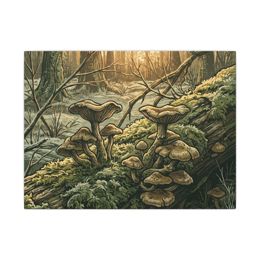 Wild Mushrooms Mushroom Illustration Canvas Art | Cozy Cottagecore Art