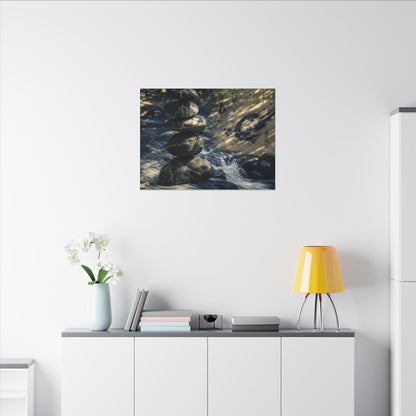 Kintsugi River Stones in Dappled | Broken Beauty Canvas Art