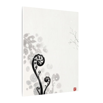 Winter Fern Unfurling Ukiyo E Inspired Canvas Art | Peaceful Decor