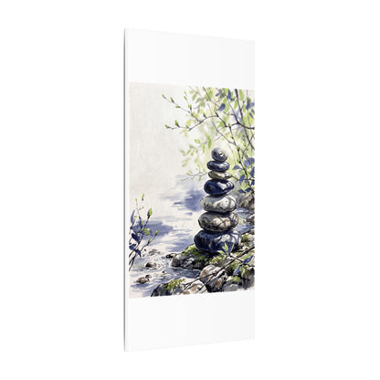 River Stones Sumi E Canvas Art | Serene Zen Art
