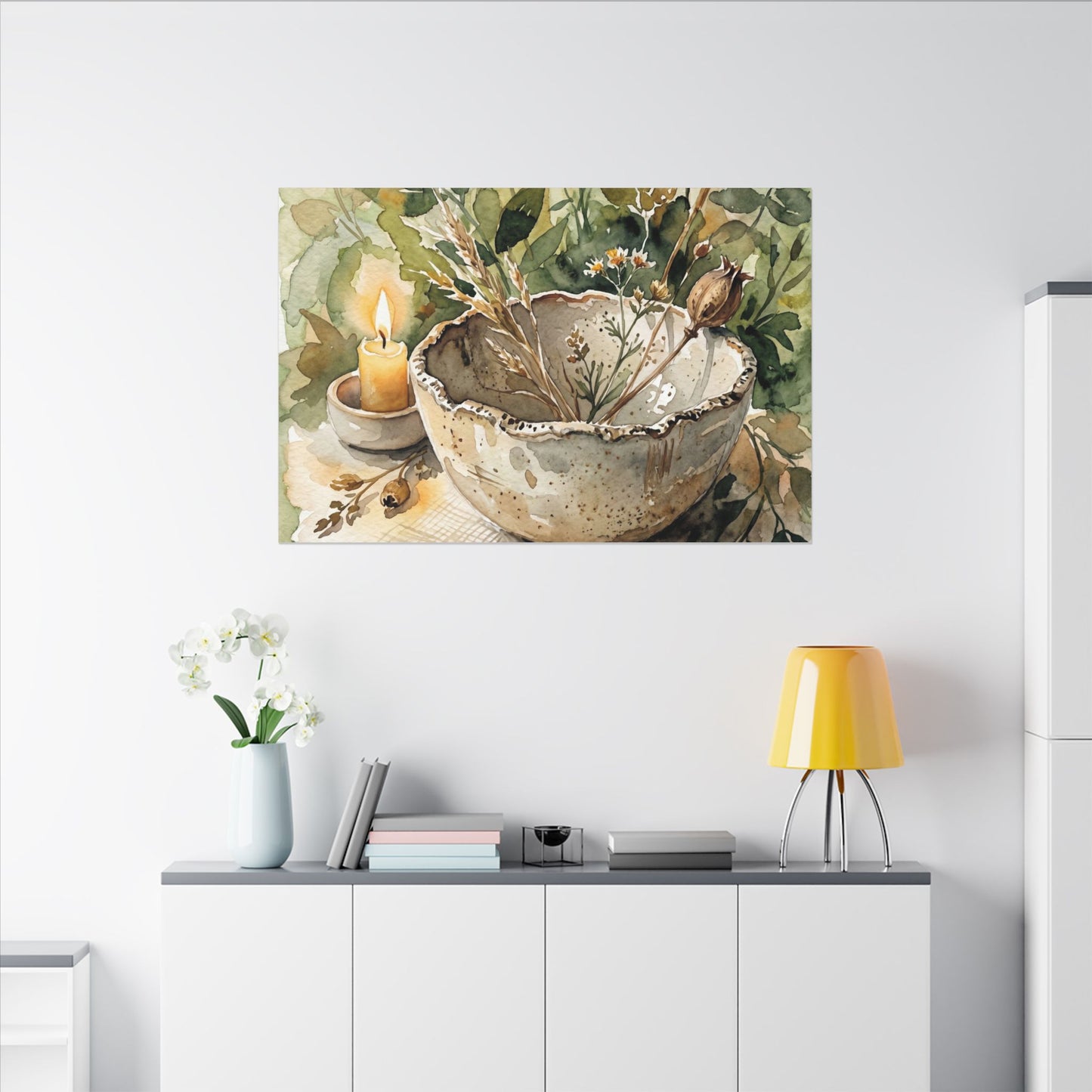 Ceramic Bowl Summer Canvas Art | Japandi Elegant Design