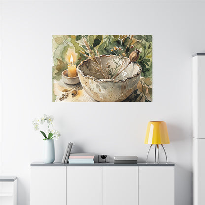 Ceramic Bowl Summer Canvas Art | Japandi Elegant Design