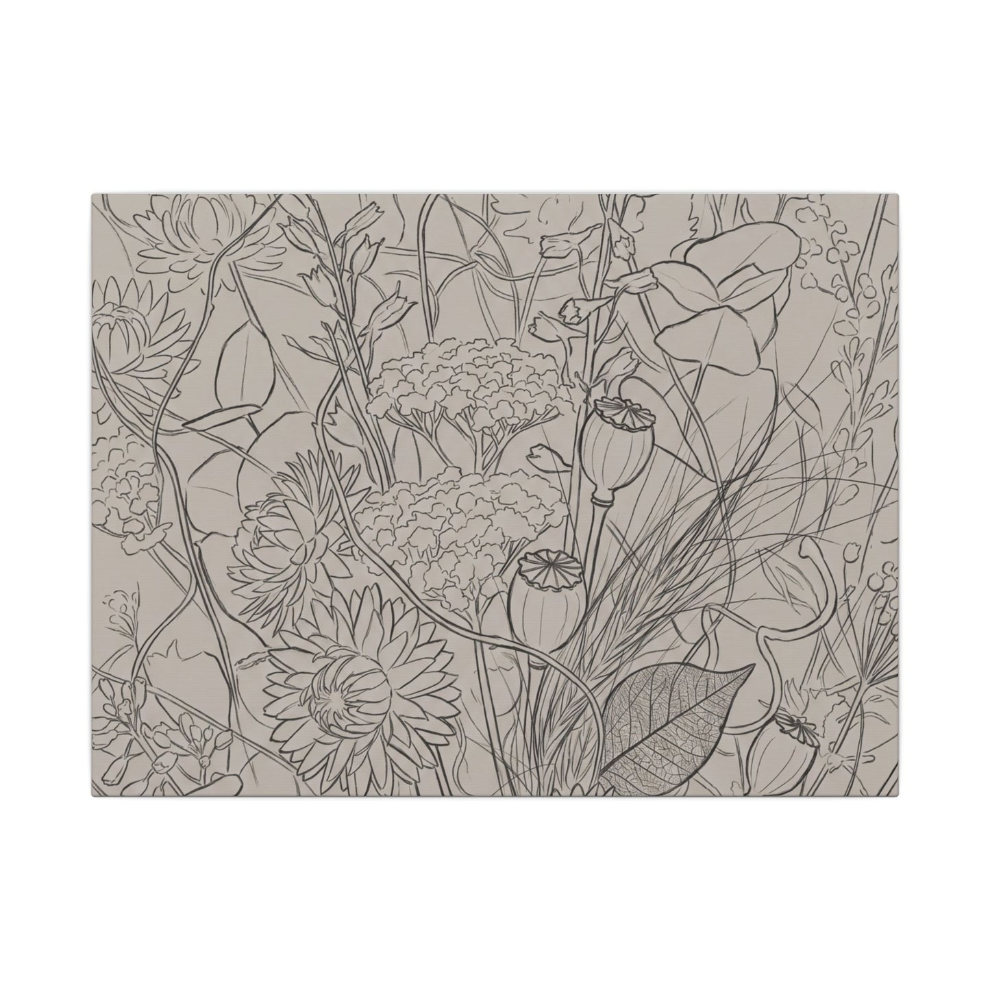 Summer Dried Flowers Minimal Line Canvas Art | Elegant Decor