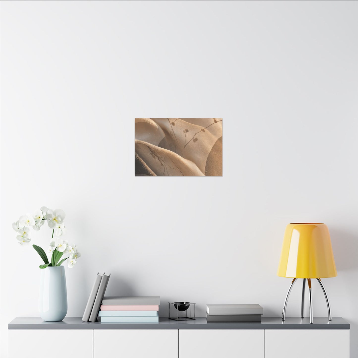 Japandi Silk Drape in Golden Hour | Japanese Pattern Canvas Art