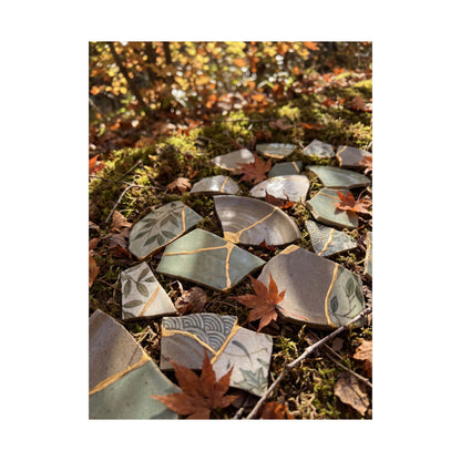Japandi Broken Pottery in Dappled | Japanese Pattern Wall Art Print