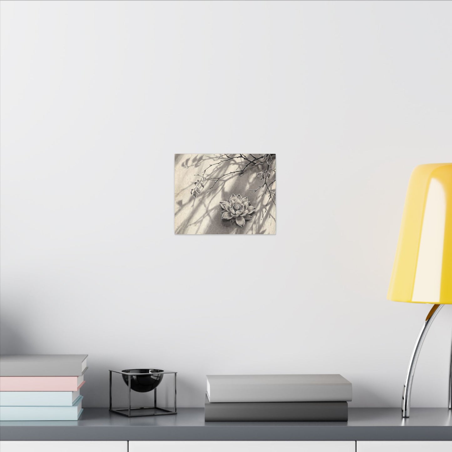 Winter Lotus Flower Sumi E Canvas Art | Contemplative Decor