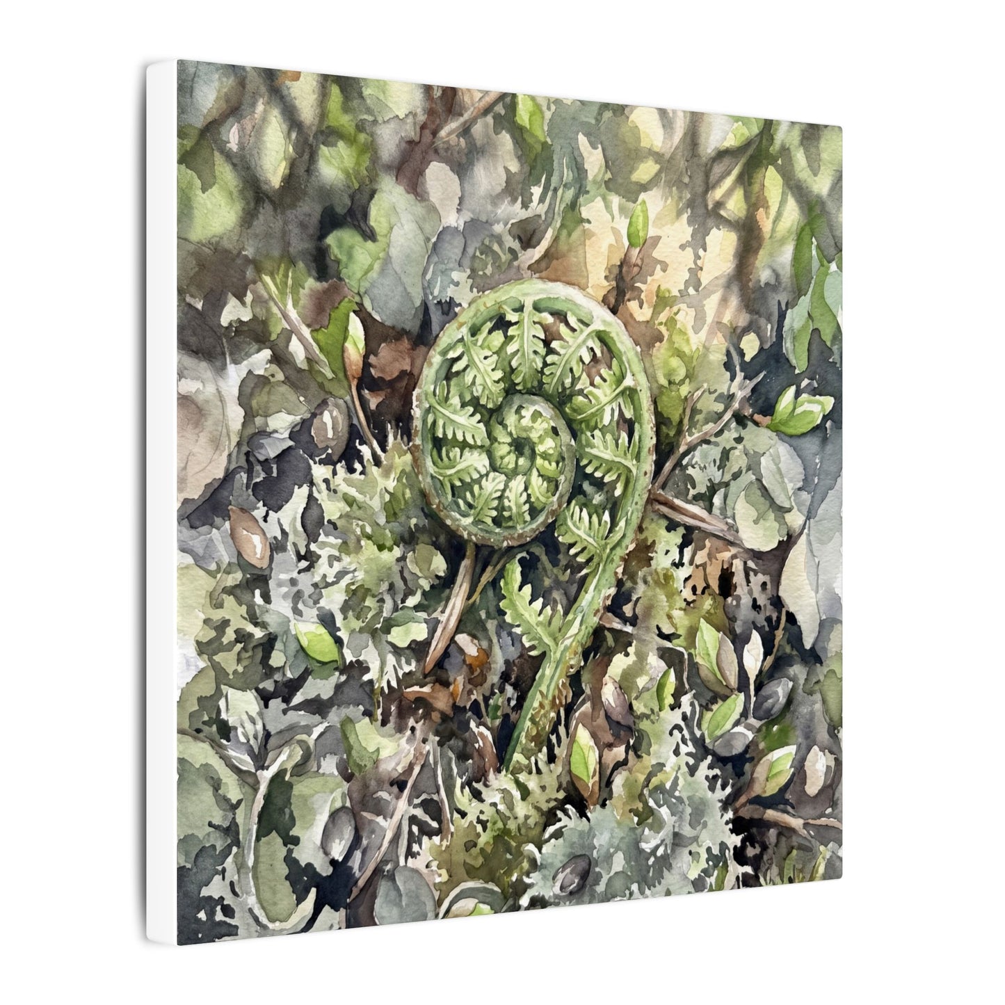 Fern Unfurling Spring Canvas Art | Japandi Neutral Design