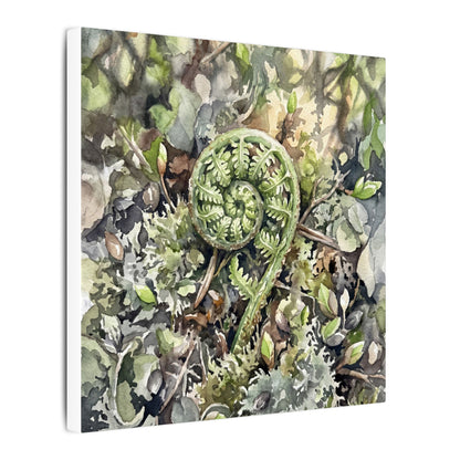 Fern Unfurling Spring Canvas Art | Japandi Neutral Design