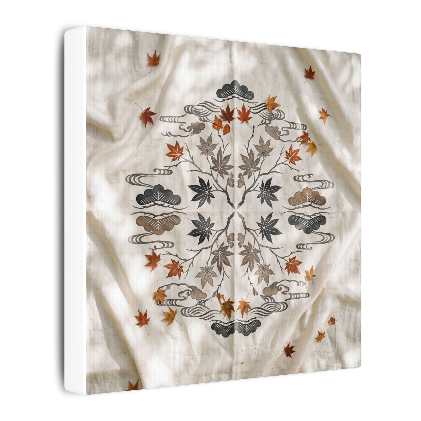 Elegant Silk Drape Canvas Art - Japanese Pattern Japandi