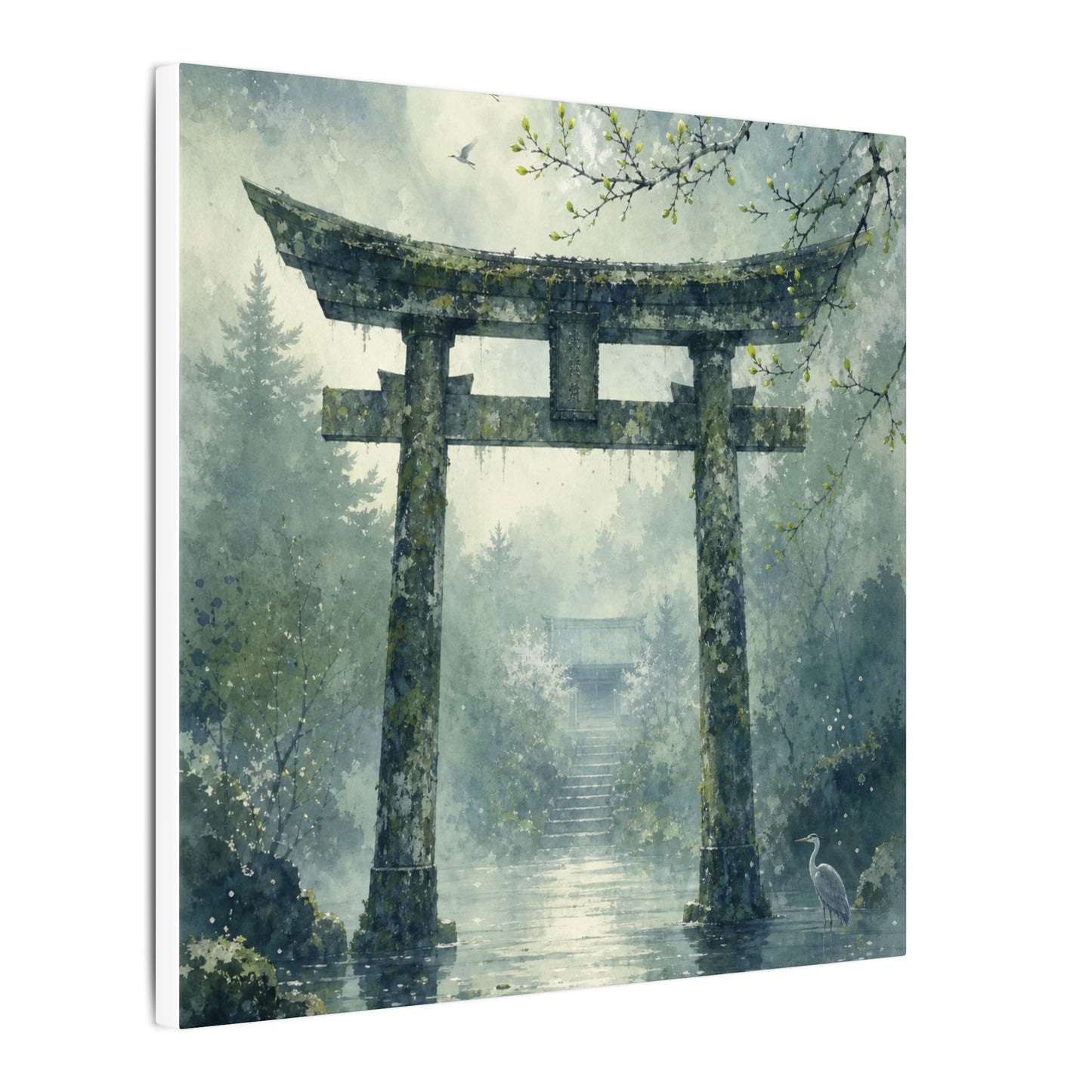 Earthy Torii Gate Canvas Art - Watercolor Japandi
