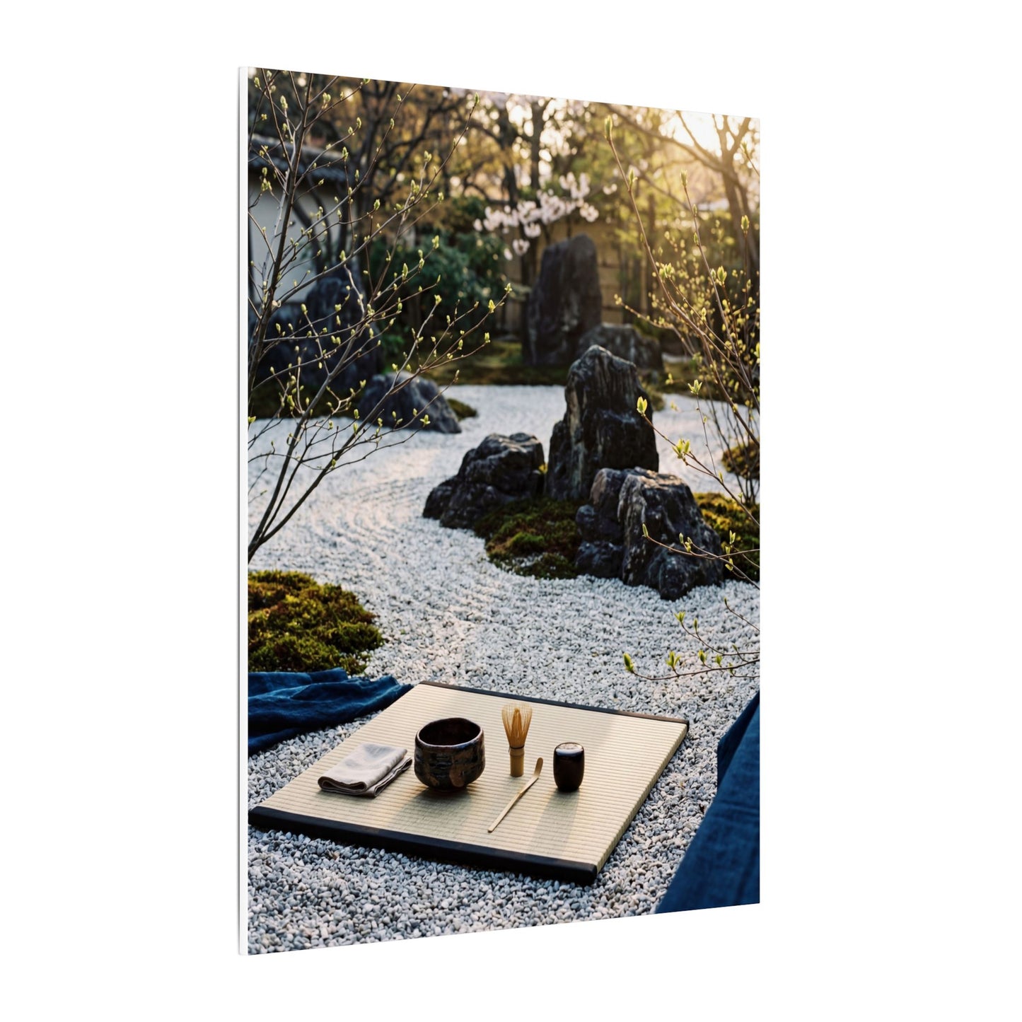 Zen Tea Ceremony in Golden Hour | Karesansui Canvas Art