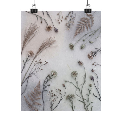 Earthy Dried Flowers Wall Art Print - Japanese Pattern Japandi