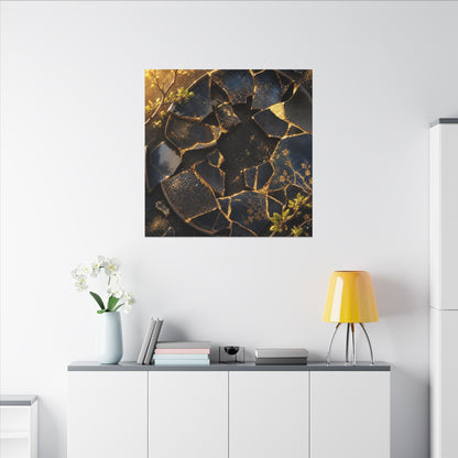 Golden Hour Broken Pottery Canvas Art - Kintsugi Ma